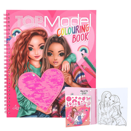 Depesche ToPModel  Reversible Sequin Heart Colouring Book - 0412977