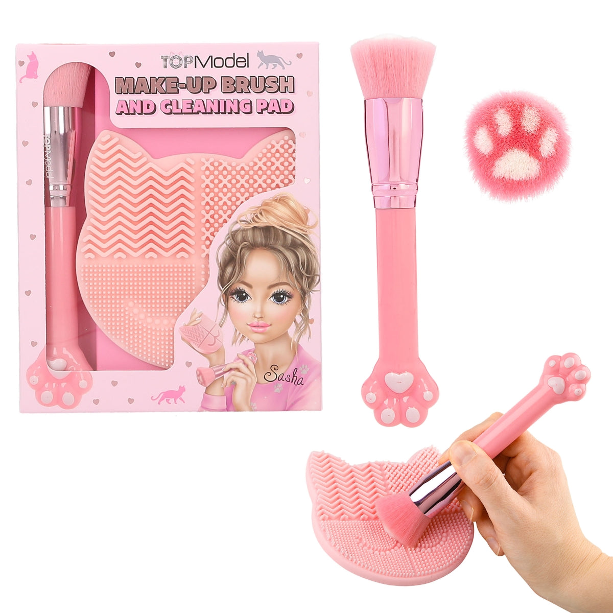 Depesche TopModel Beauty & Me Kitty Brush & Cleaning Pad - 0413253