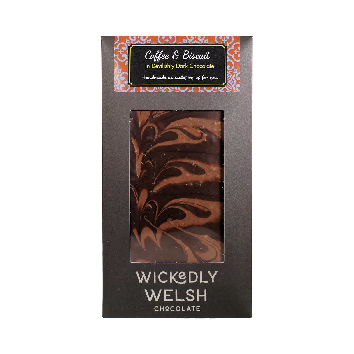 Wickedly Welsh 90g Coffee & Biscuit Dark & Milk Chocolate Bar
