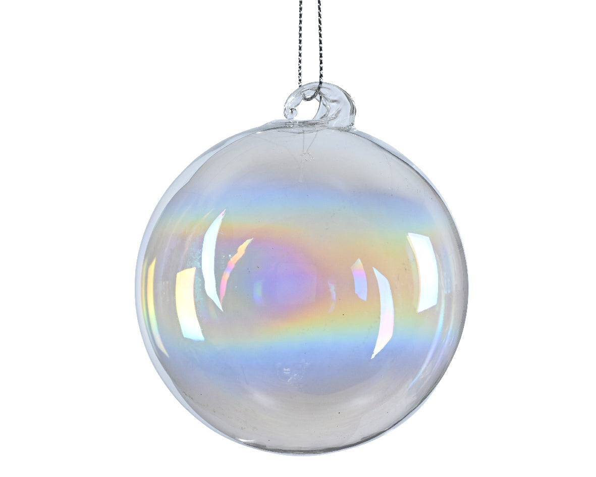 Decoris 12cm Glass Iridescent Swirl Bauble
