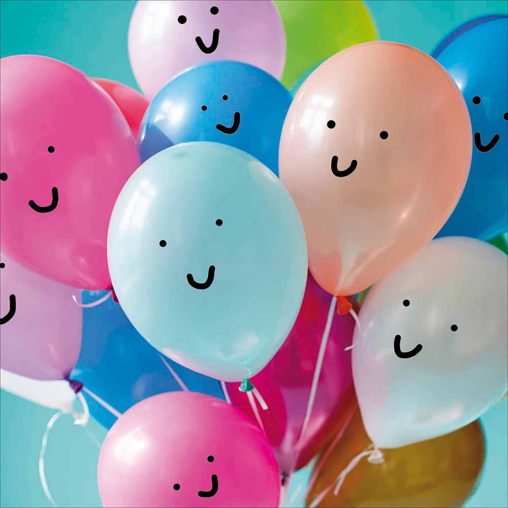 Woodmansterne Balloon Buddies with Smiley Faces Blank Card