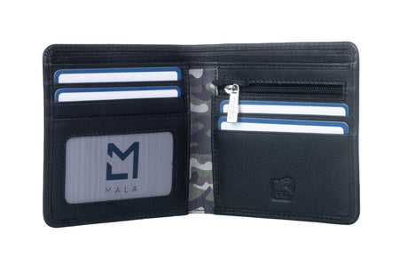 Mala Leather 11cm Black Kalmin Spitfire Wallet With Zipped Coin Section - 1042 8