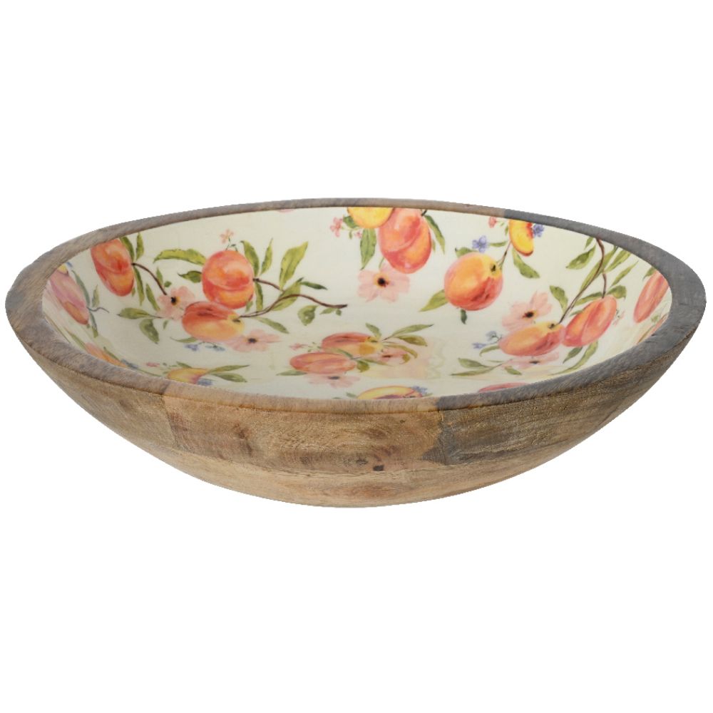 Kaemingk 30cm Peach Design Mangowood with Foodsafe Laquer Decorative Bowl