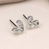 POM Silver Plated Crystal Hearts Stud Earrings