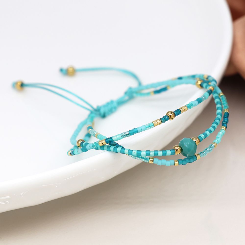 POM Turquoise Adjustable Beaded Bracelet