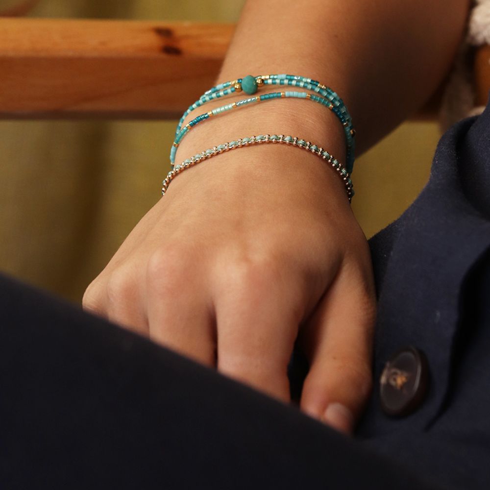 POM Turquoise Adjustable Beaded Bracelet