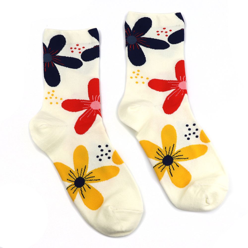 POM Cream Floral Ankle Socks