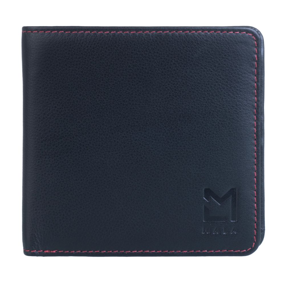 Mala Leather Black Hudson Slim Wallet With Coin Pocket