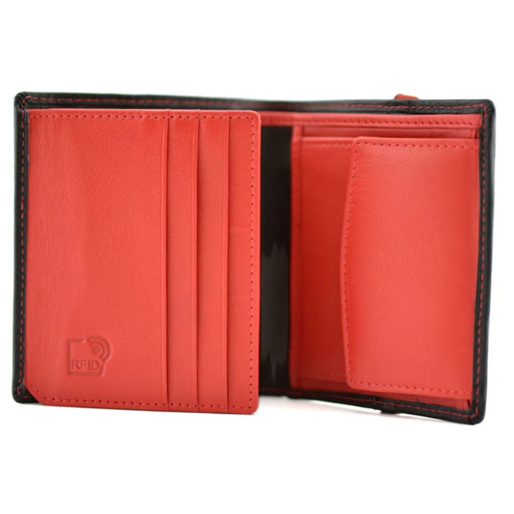 Mala Leather Black/Red Hudson Compact Wallet