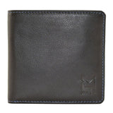 Mala Leather Black/Blue Hudson Slim Wallet with Coin Pocket