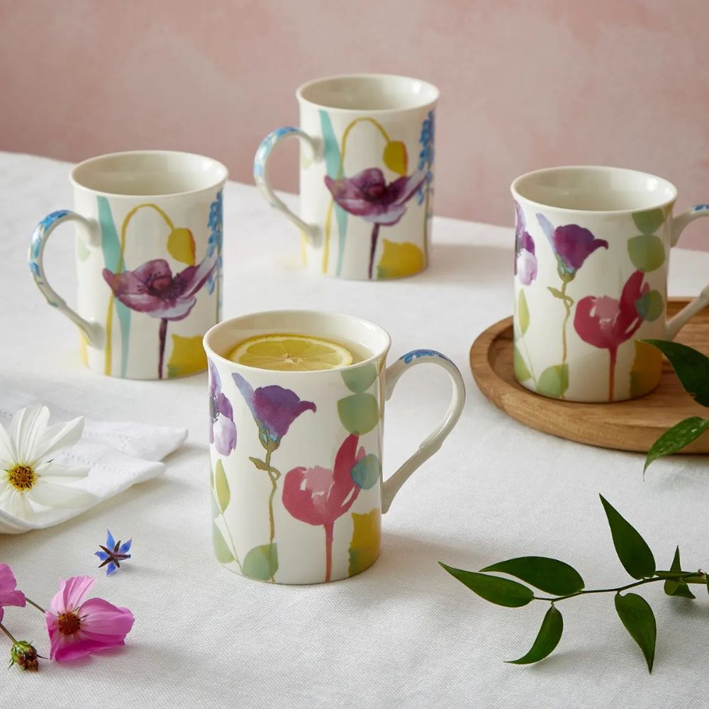 Portmeirion 12cm Water Garden Set of 4 Mugs