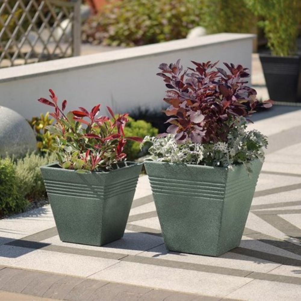 Stewarts 34cm Marble Grey Piazza Square Planter