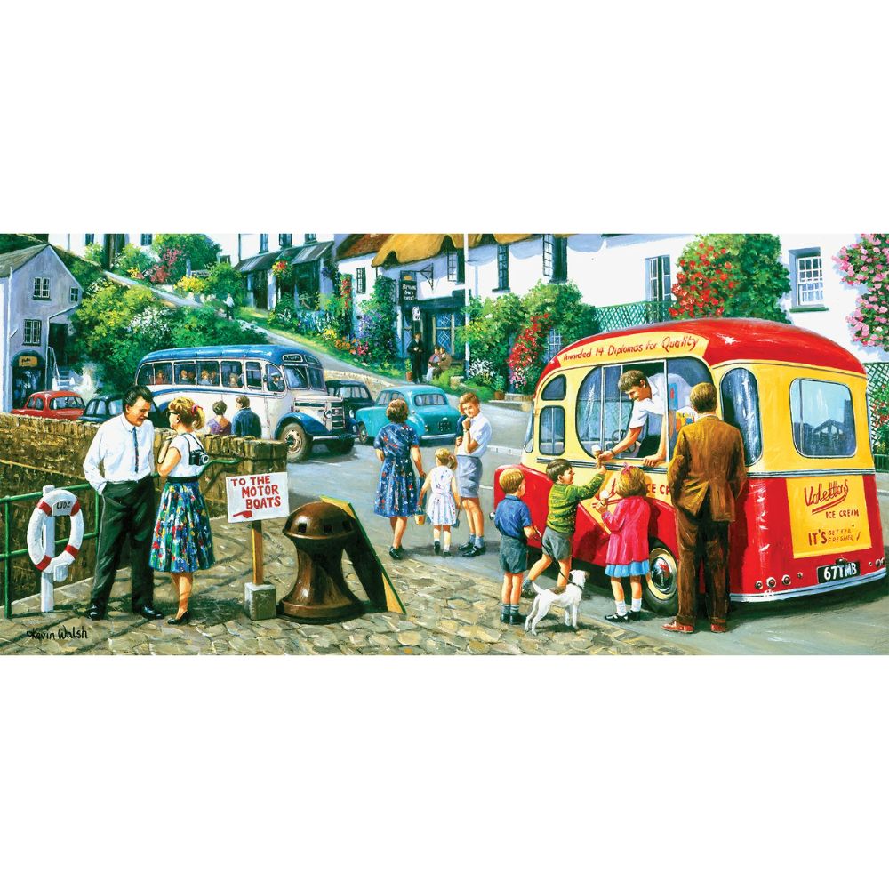 Gibsons Games 636 Piece Ice Cream by the River Panoramic Jigsaw Puzzle