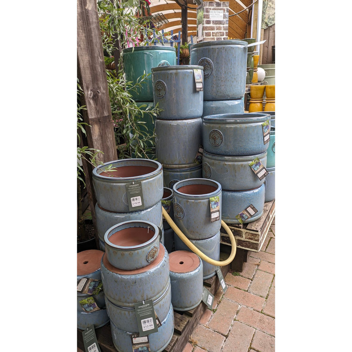 Woodlodge 30cm Reactive Blue Edwin Cylin Pot