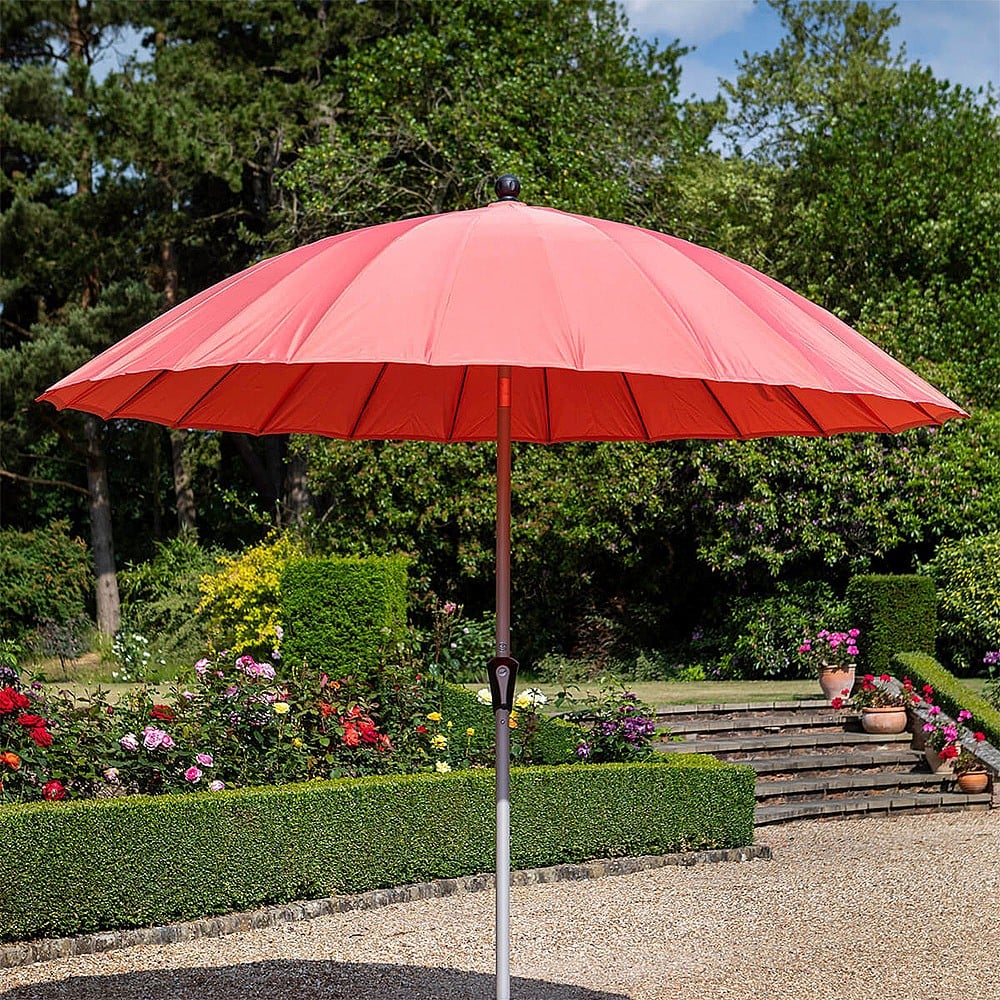 Hartman 2.7m Shanghai Round Crank & Tilt Parasol - Red Coral