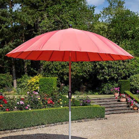 Hartman 2.7m Shanghai Round Crank & Tilt Parasol - Red Coral