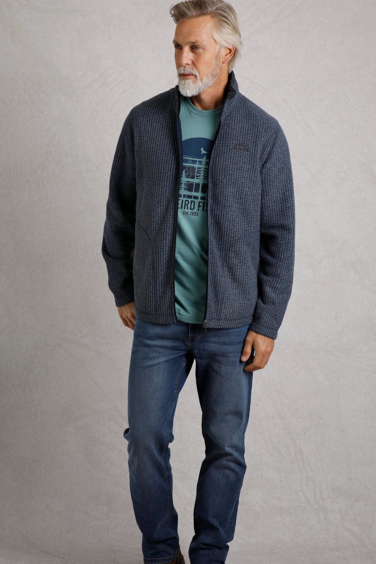 Weird Fish Navy Eco Full Zip Men's Fleece - Navy