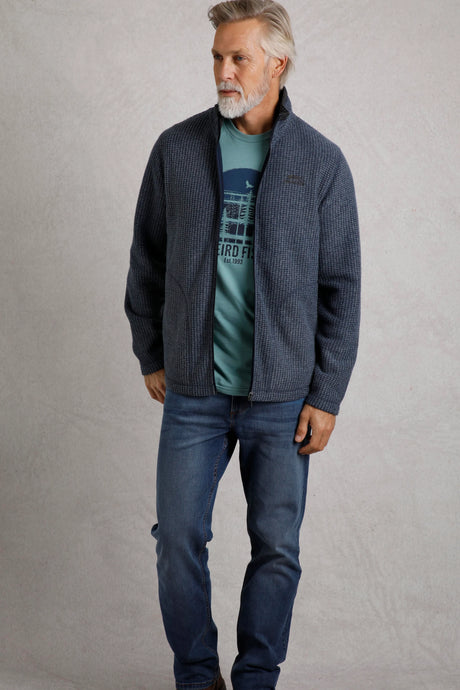 Weird Fish Navy Eco Full Zip Men's Fleece - Navy