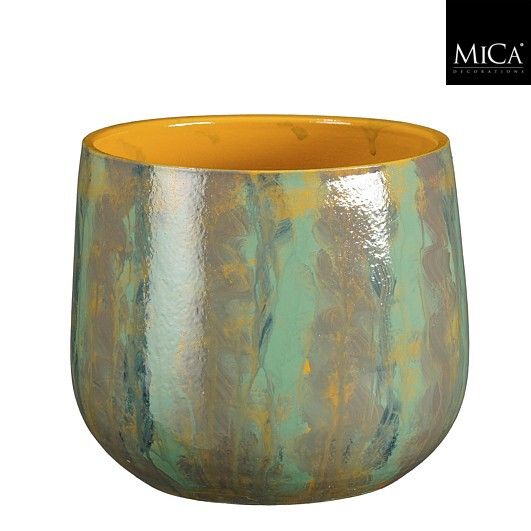 Mica Decorations 28cm Green Petrol Nigel Round Pot - 1175847
