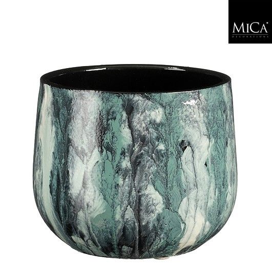Mica Decorations 15cm Teal Petrol Nigel Round Pot - 1175854