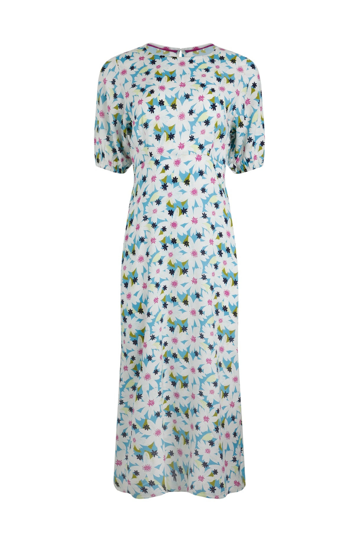 Weird Fish 10 Washed Blue Everly LivaEco Printed Viscose Dress - 203316