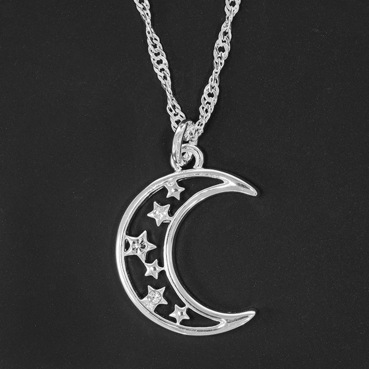 Equilibrium 1.85cm Silver Plated Celestial Starry Night Necklace