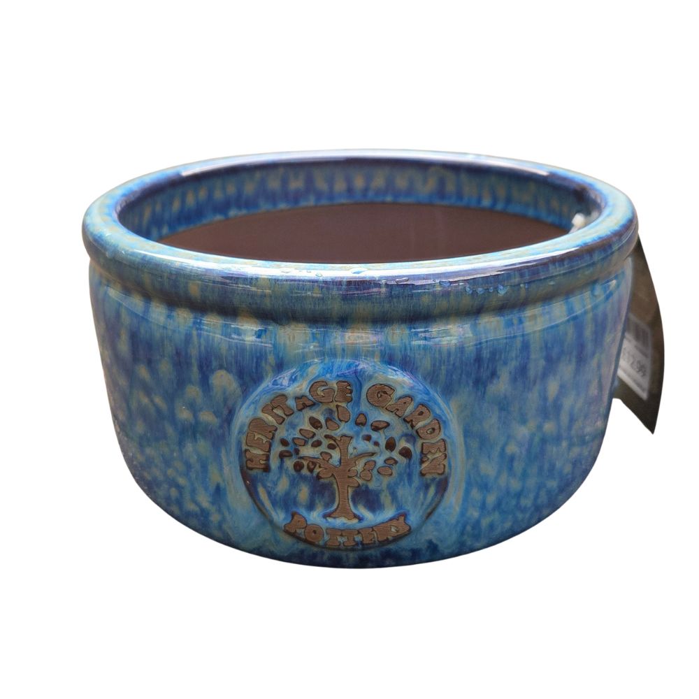 Woodlodge 41cm Reactive Dark Blue Low Edwin Cylin Pot