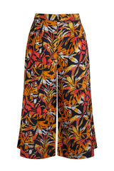 Weird Fish 10 Caramel Mossa Printed Linen Cropped Wide Leg Culottes - 203427
