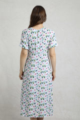 Weird Fish 10 Washed Blue Everly LivaEco Printed Viscose Dress - 203316