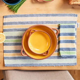 Dexam 45cm Sintra Recycled Cotton Striped Napkin and Placemat Set - Blue