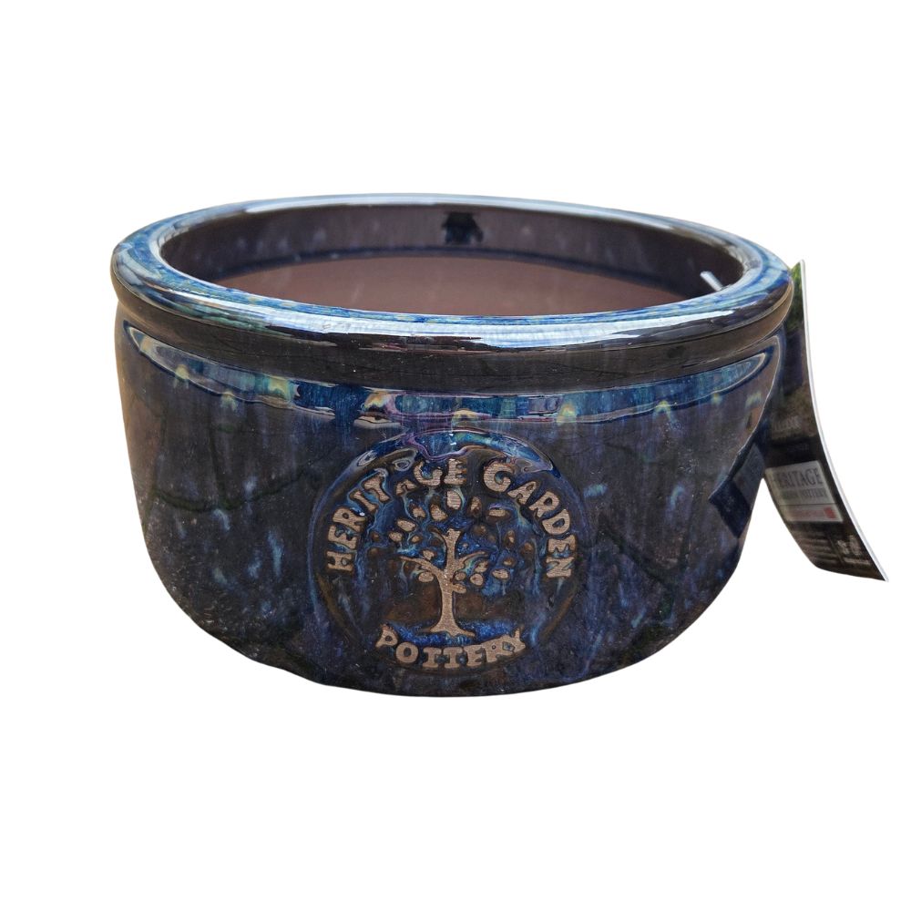 Woodlodge 27cm Reactive Blue Low Edwin Cylin Pot