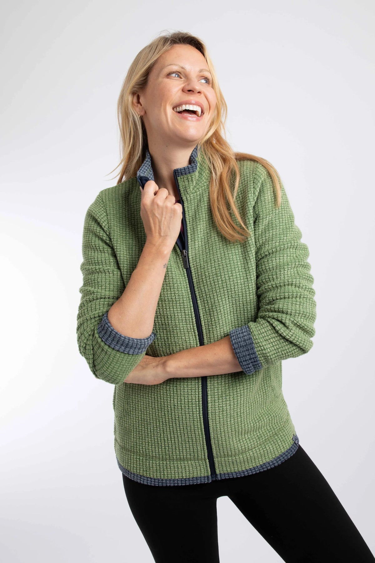 Weird Fish Ariana Full Zip Grid Fleece - Irish Moss