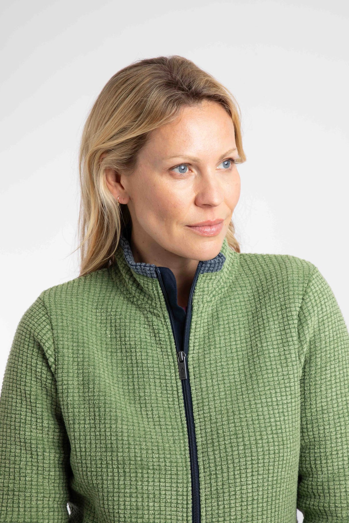 Weird Fish Ariana Full Zip Grid Fleece - Irish Moss