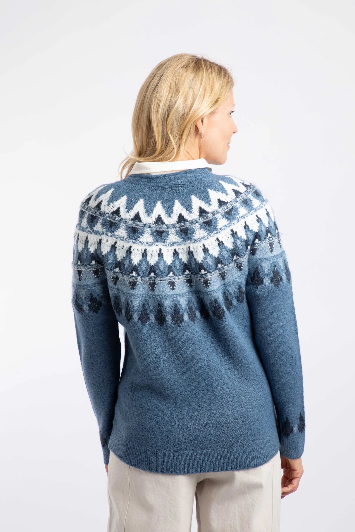 Weird Fish Lowell Fair Isle Jumper - Ash Blue