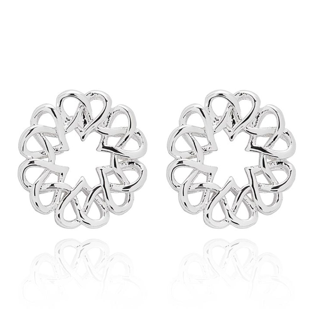 Equilibrium 1cm Celtic Circle of Hearts Stud Earrings - Silver