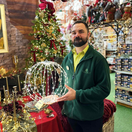 Lumineo 38cm Warm White LED Lit Metal Frame Ball Decoration