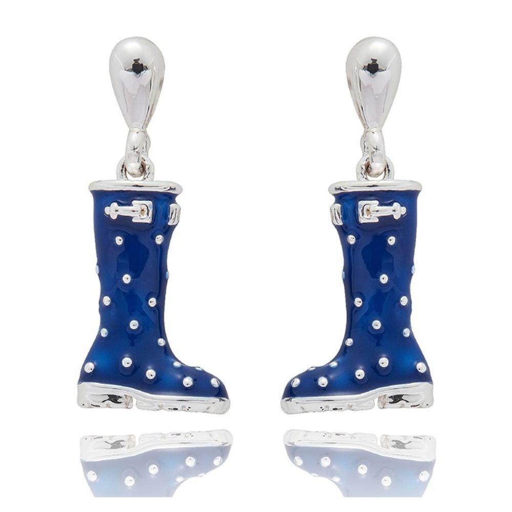 Equilibrium Secret Garden Spot Wellies Silver Plated Earrings - Blue
