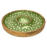 Dexam Green Sintra Mango Wood Spotted Chip and Dip Bowl - 16050284