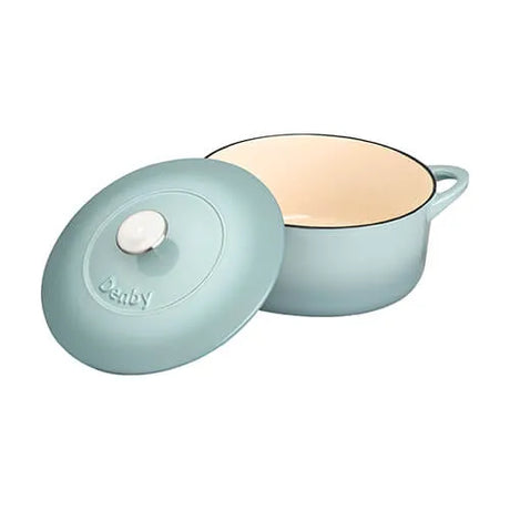 Denby 24cm Light Blue Cast Iron Paillion Round Casserole Dish
