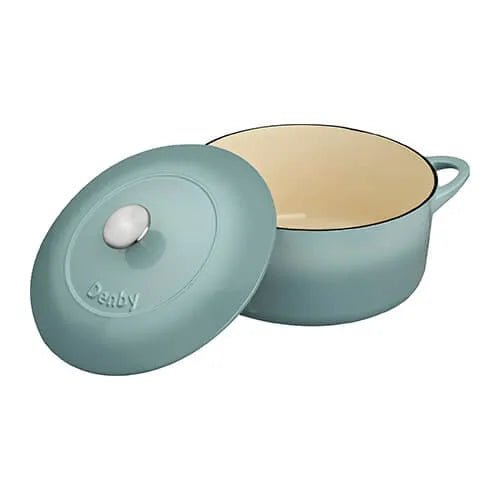 Denby 26cm Light Blue Cast Iron Paillion Round Casserole Dish