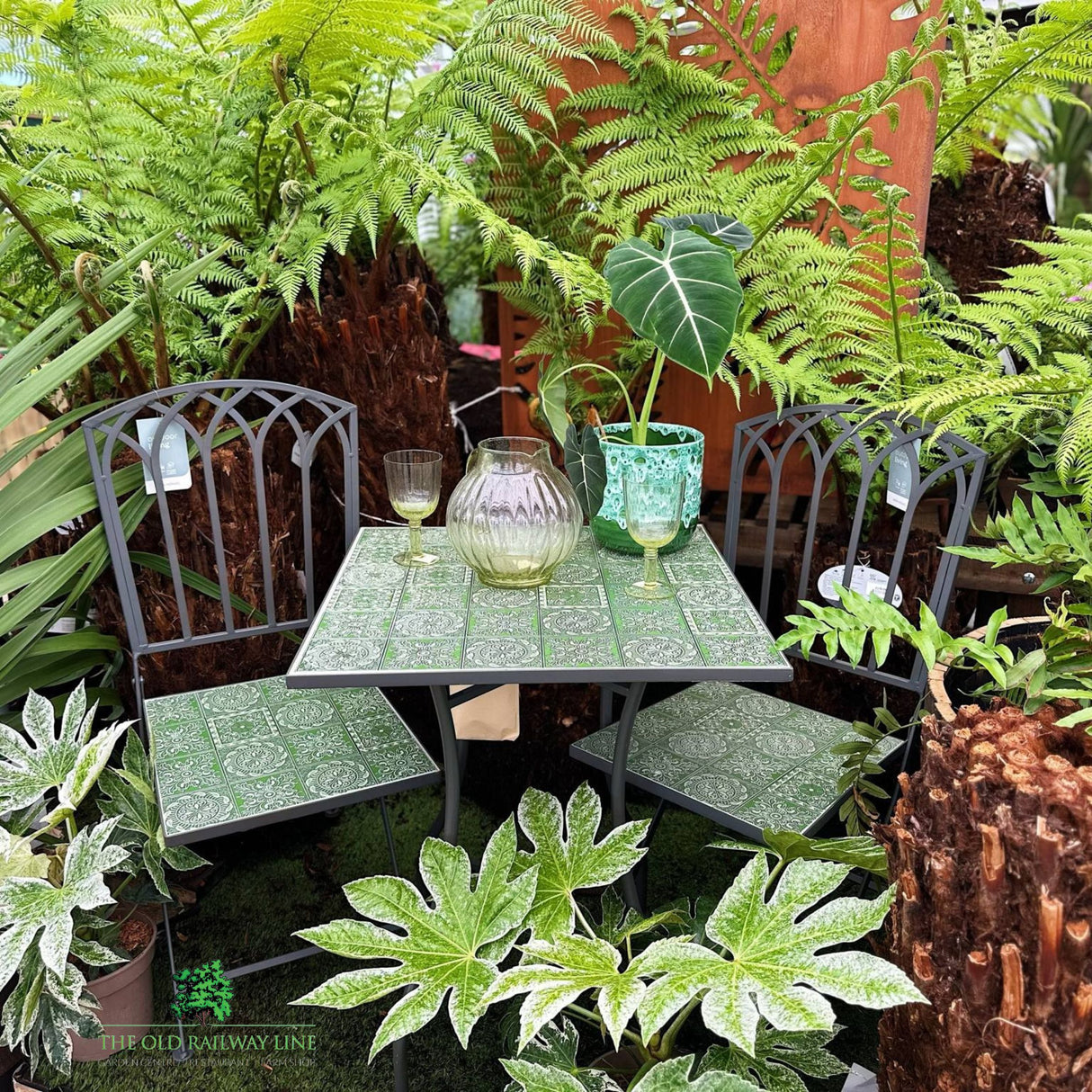 Decoris Averio 2-Seater Square Mosaic Stone Iron Bistro Set