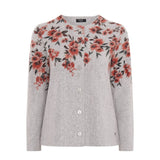 Tigi Button Up Floral Cardigan - Grey