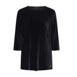 Tigi Pleated Three Quarter Length Sleeve Tunic Top - Black