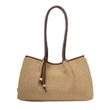 Katie Loxton Small Nova Raffia Shoulder Tote Bag - Natural Chocolate
