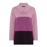 Tigi Colour Block Cable Knit Cowl Neck Jumper - Purple