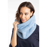 Weird Fish Candy Cable Knitted Faux Fur Lined Snood - Lake Blue