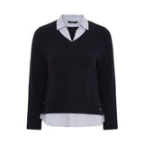 Tigi Ribbed Mock Shirt Jumper - Navy