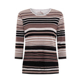 Tigi Stripe & Diamantes Crew Neck Top - Brown