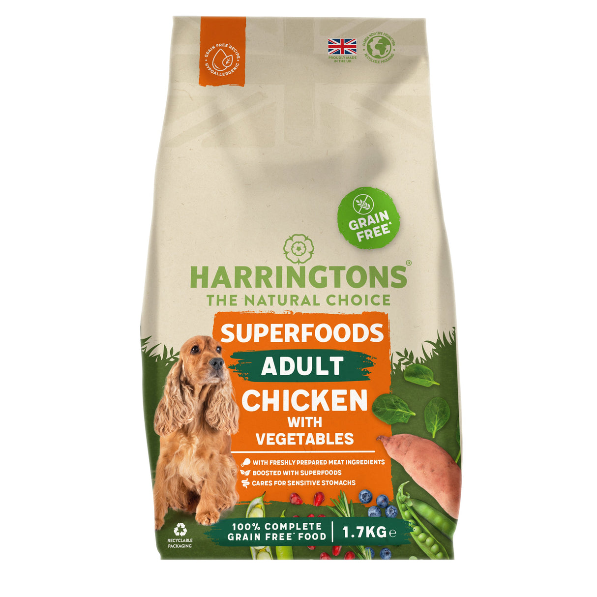 Harringtons 1.7kg  Grain-Free Dry Adult Dog Food - Chicken & Vegetables