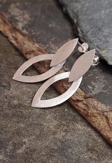 Blue Lily 32mm Silver Brushed Shield Drop Earrings - SE430B